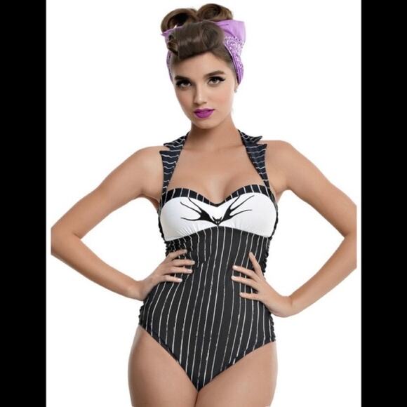 Hot Topic Disney Nightmare Before Christmas Jack Skellington Swimsuit Sz.XL - Picture 2 of 16